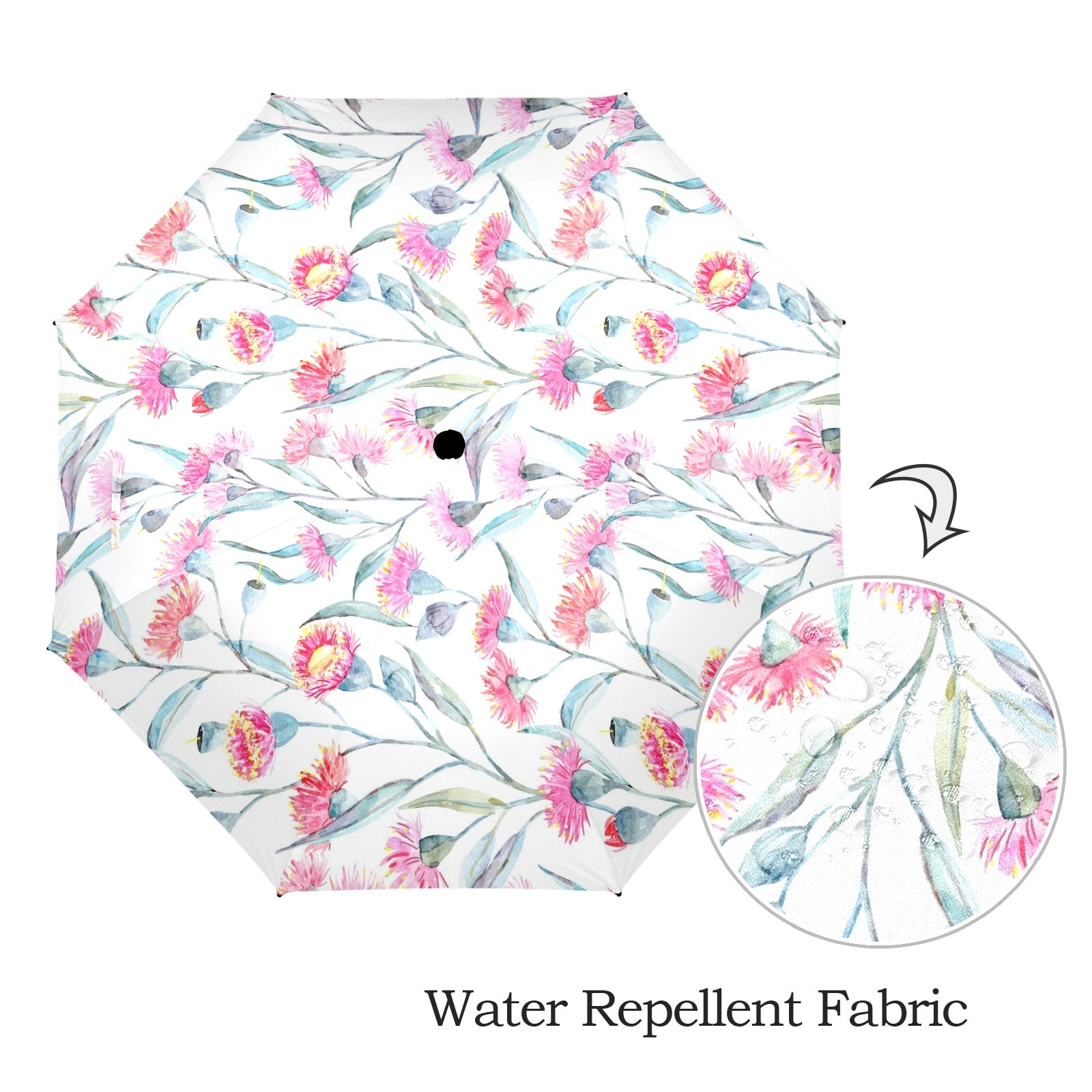 Pink Eucalyptus Flowers - Semi-Automatic Foldable Umbrella (Model U12) Semi-Automatic Foldable Umbrella (U12)