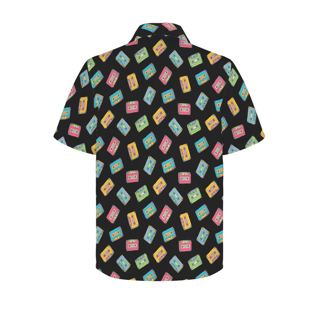 Colourful Cassettes Men's Short Sleeve Hawaiian Shirt Men's Hawaiian Shirt (New) Music Printed Offshore Retro