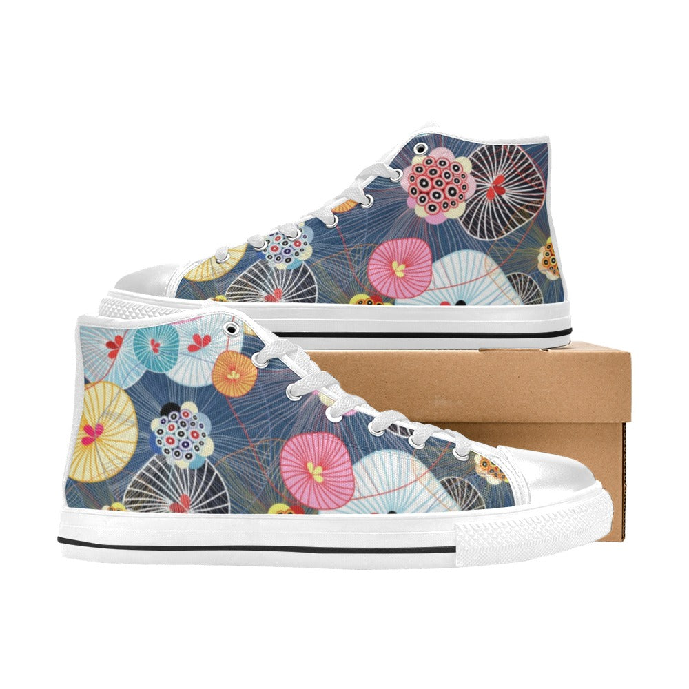 Abstract Floral - Women's High Top Canvas Shoes