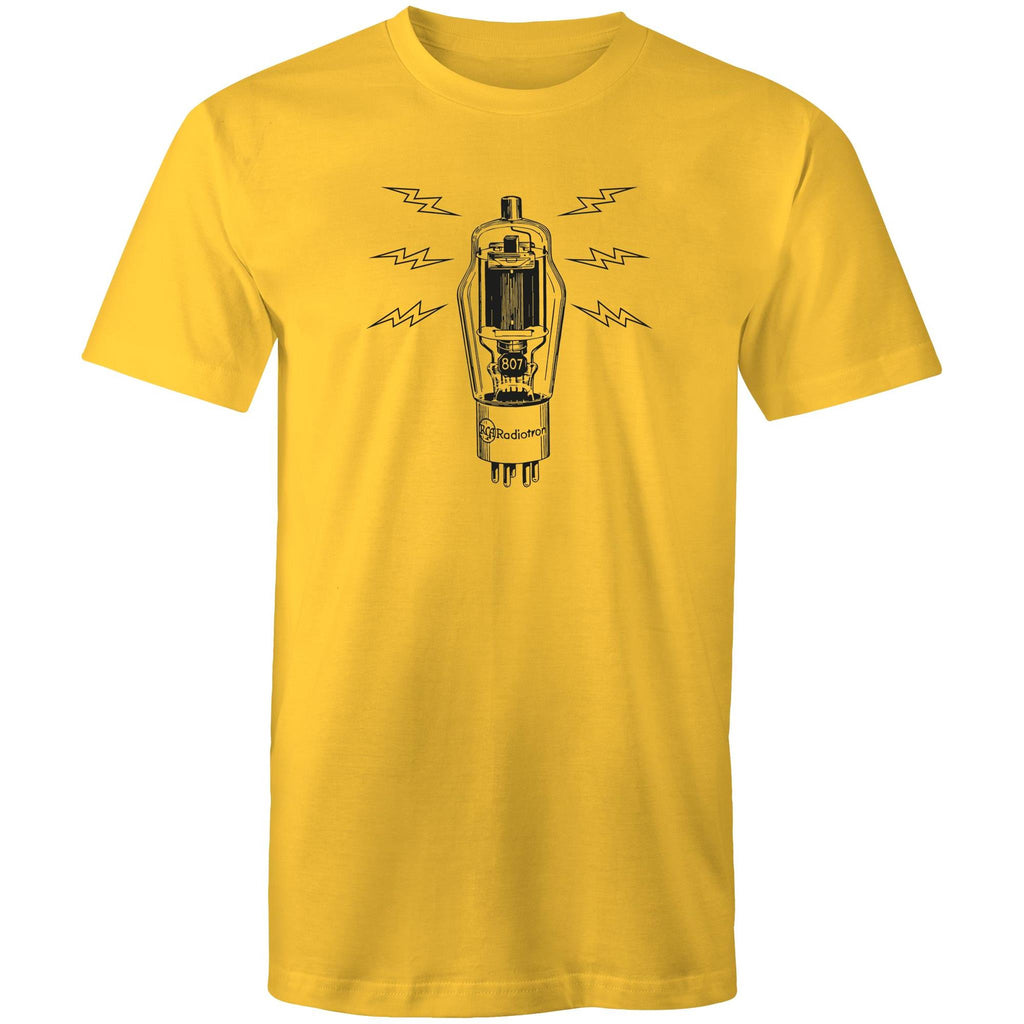 Amplifier Tube Valve - Mens T-Shirt Yellow Mens T-shirt Music Printed In Australia