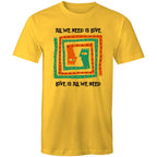 Love Is All We Need - Mens T-Shirt Yellow Mens T-shirt Love Printed In Australia