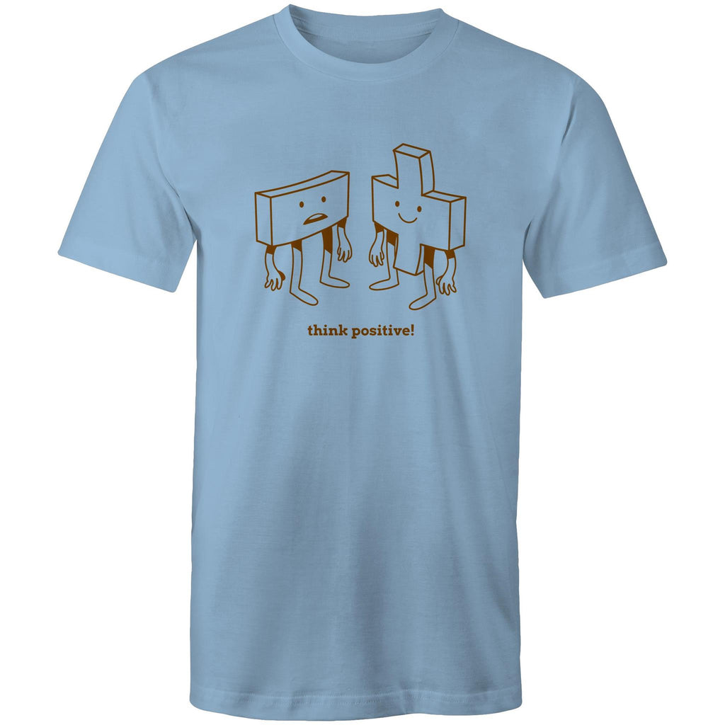 Think Positive, Maths - Mens T-Shirt Carolina Blue Mens T-shirt Maths Printed In Australia