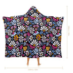 Graphic Flowers On Black Kids Hooded Blanket 100cm x 130cm Kids Hooded Blanket Plants Printed Offshore