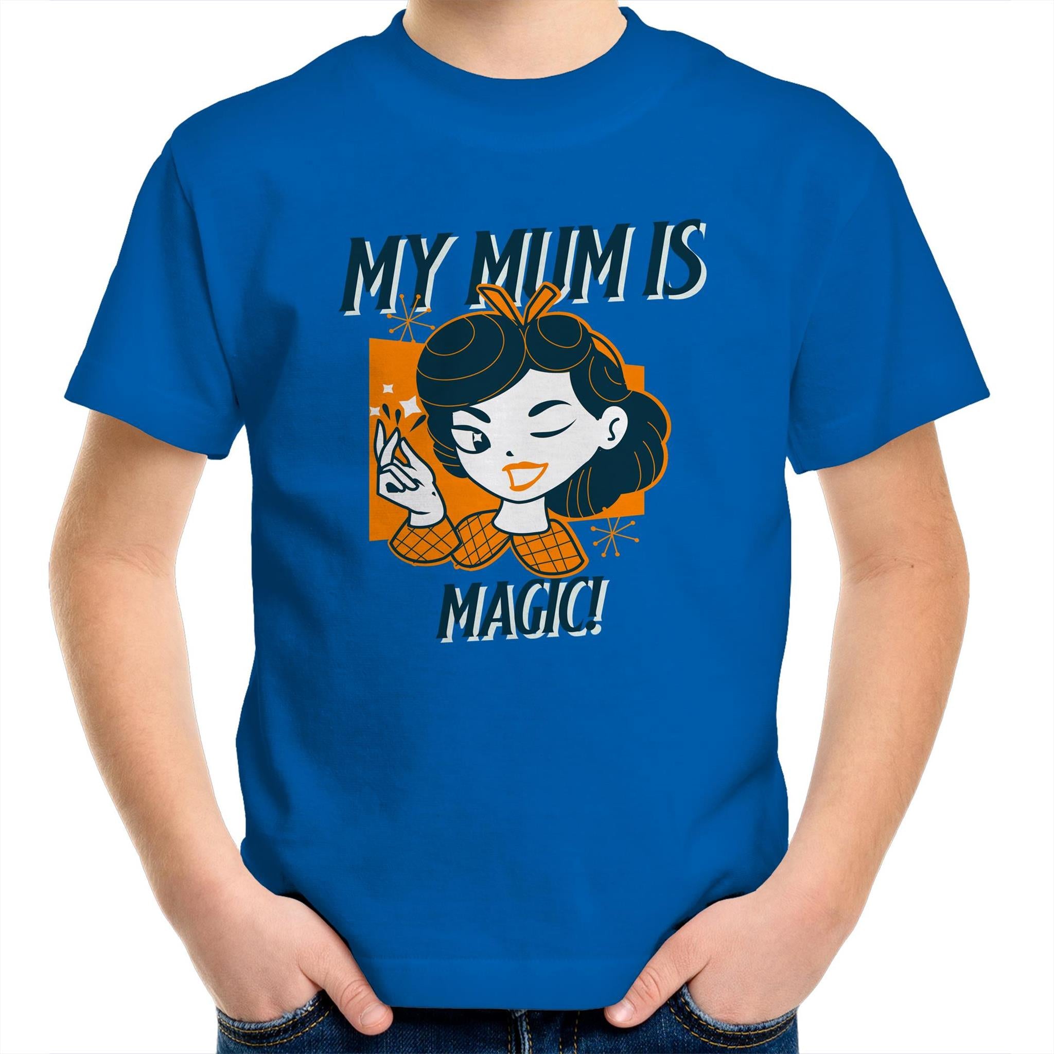 My Mum Is Magic - Kids Youth T-Shirt Bright Royal Kids Youth T-shirt Mum Printed In Australia
