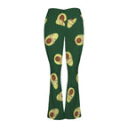 Avocado Characters High Waist Crossover Tummy Control Flare Leggings High Waist Flare Leggings Food Printed Offshore