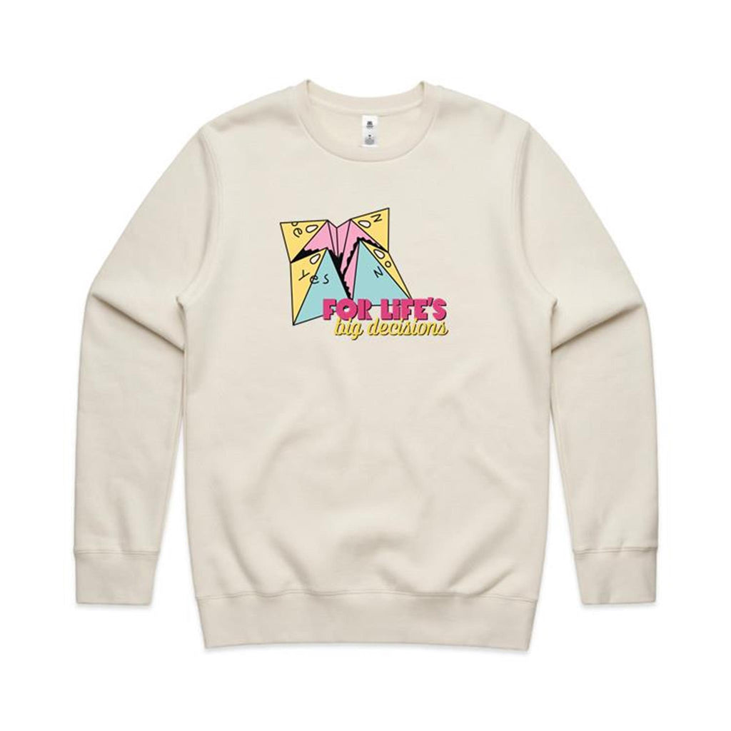 For Life's Big Decisions, Fortune Teller - AS Colour Stencil Crew Ecru Sweatshirt Games Printed In Australia