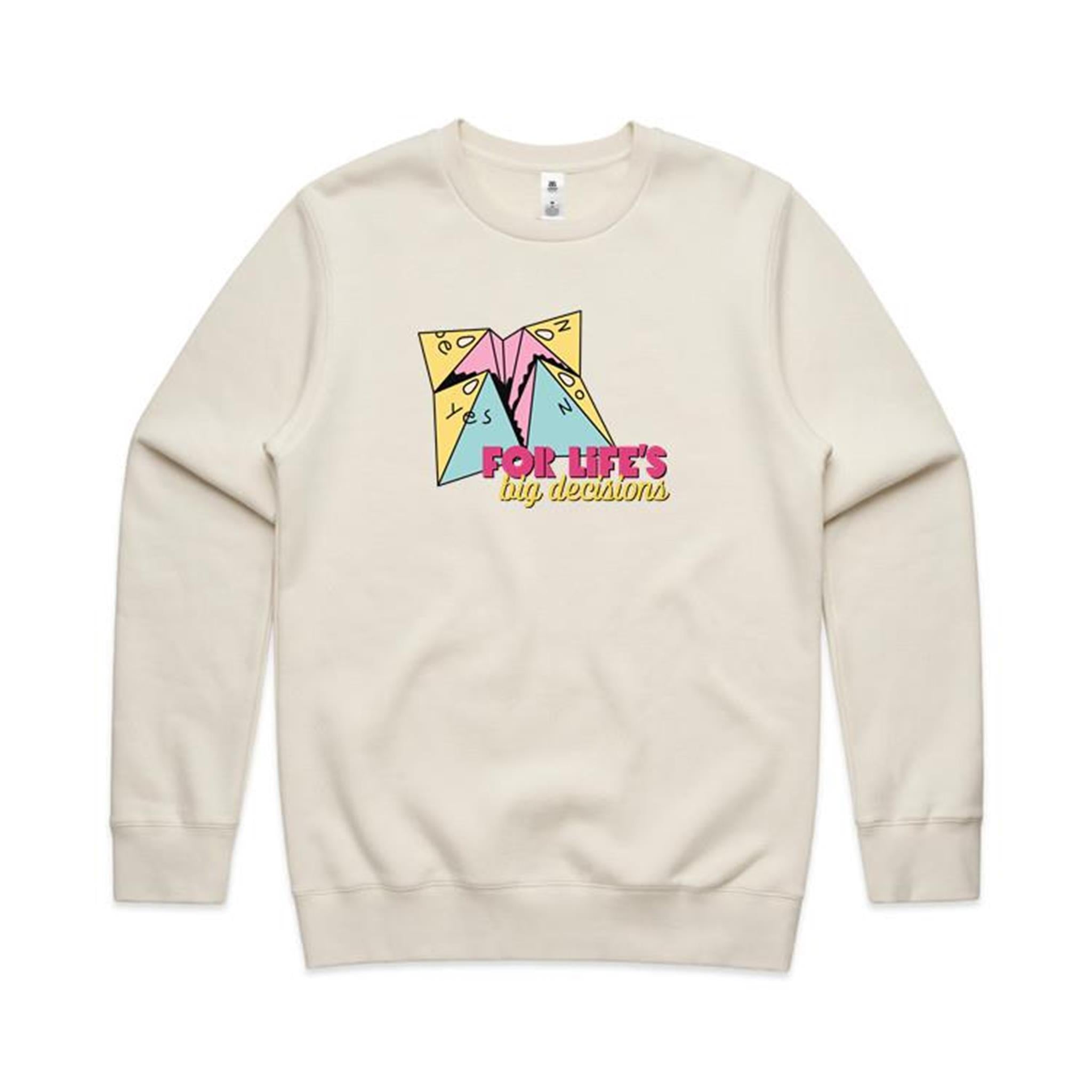 For Life's Big Decisions, Fortune Teller - AS Colour Stencil Crew Ecru Sweatshirt Games Printed In Australia
