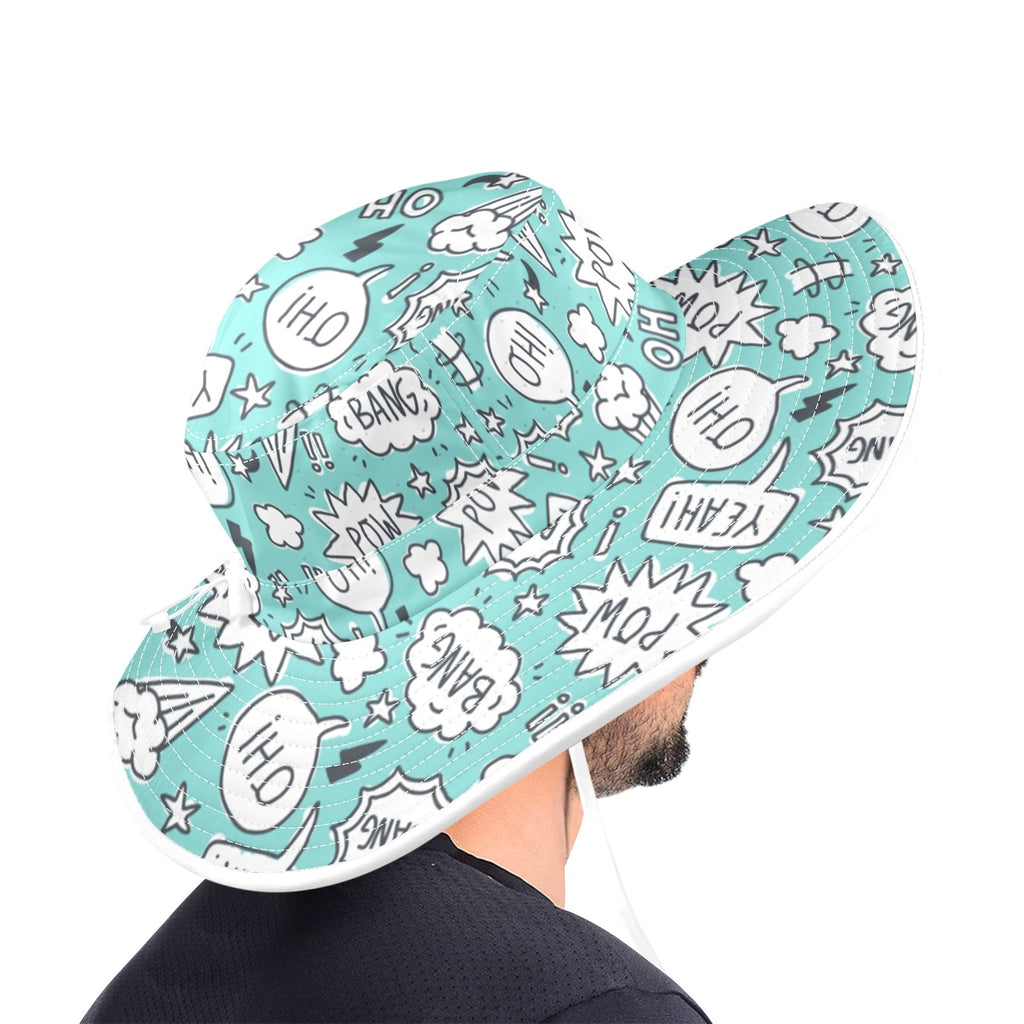 Comic Book Speech Bubbles Wide Brim Bucket Hat Wide Brim Bucket Hat comic Printed Offshore