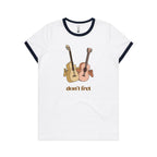 Guitars, Don't Fret - Women's Ringer Tee White Navy Womens Ringer T-shirt Music Printed In Australia