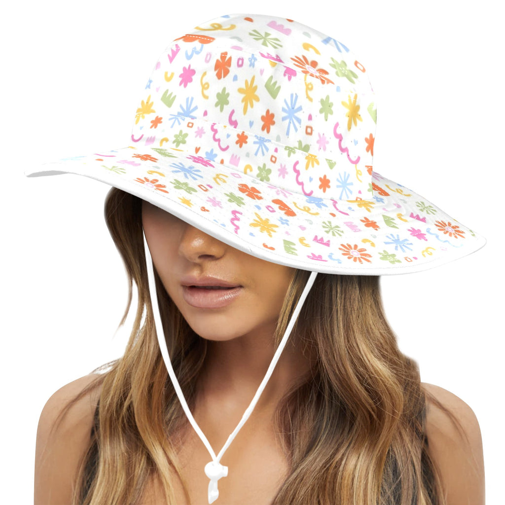 Abstract Colourful Shapes - Wide Brim Bucket Hat Wide Brim Bucket Hat Printed Offshore