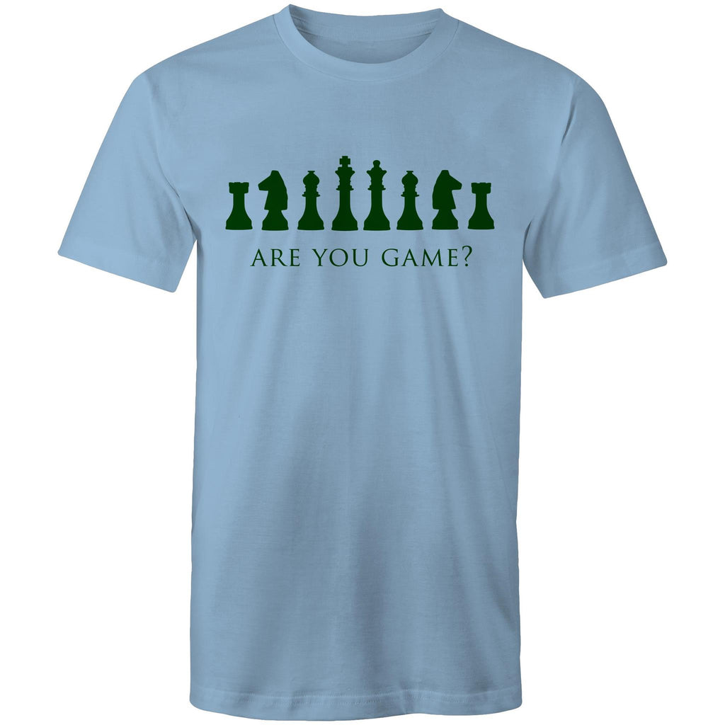 Are You Game, Chess - Mens T-Shirt Carolina Blue Mens T-shirt Chess Games Printed In Australia