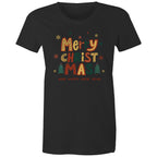 Merry Christmas And Happy New Year - Womens T-shirt Black Womens Christmas T-shirt Christmas Printed In Australia