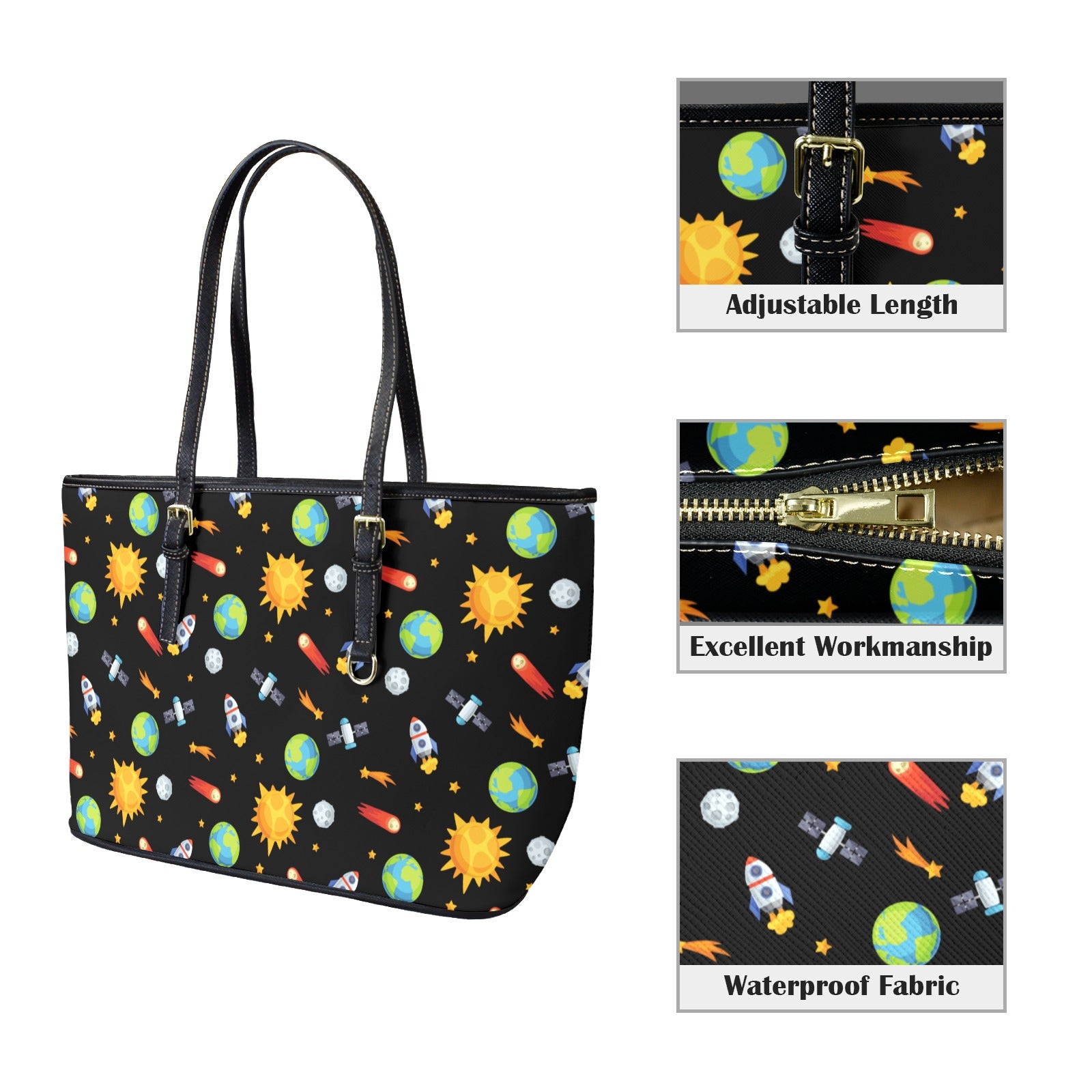 Busy Space - Leather Tote Bag-Large