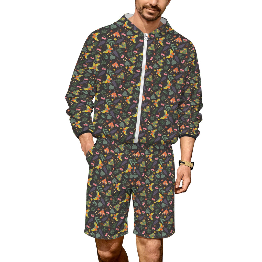 Dark Butterfly Men's Lightweight Sun Hoodie & Shorts Set 4XL Men's Lightweight Sun Hoodie & Shorts Printed Offshore