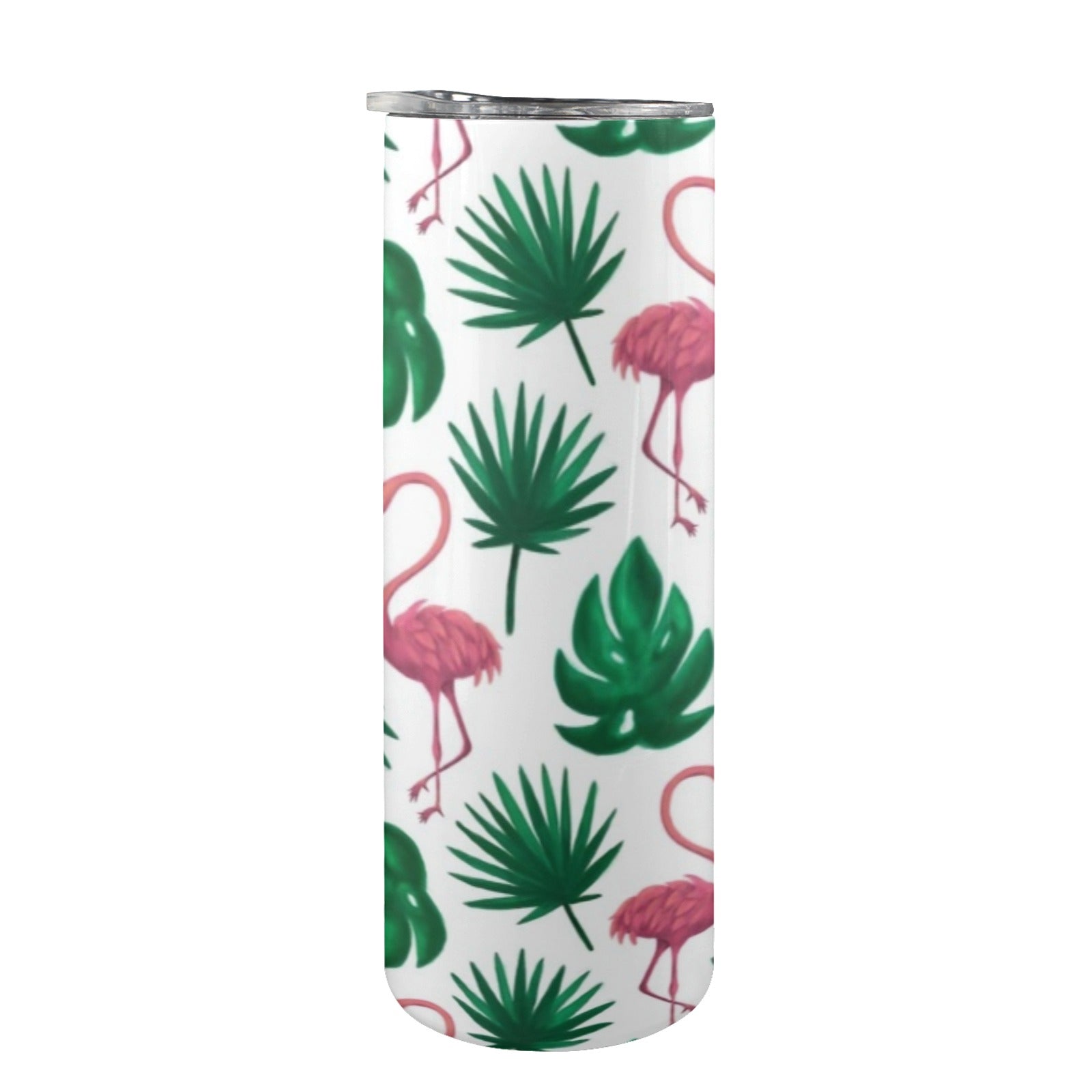 Flamingo Leaves - 20oz Tall Skinny Tumbler with Lid and Straw