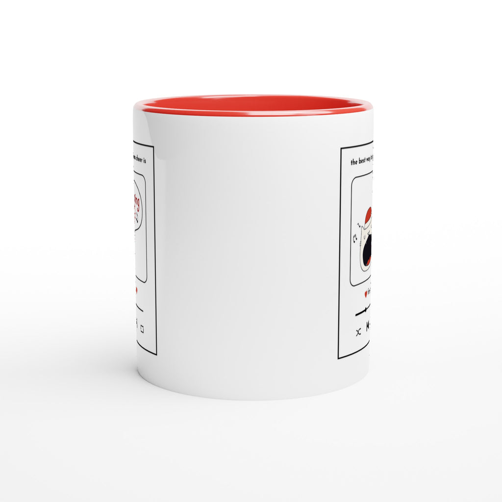 White 11oz Ceramic Mug with Colour Inside Christmas Colour Mug Christmas Globally Fulfilled