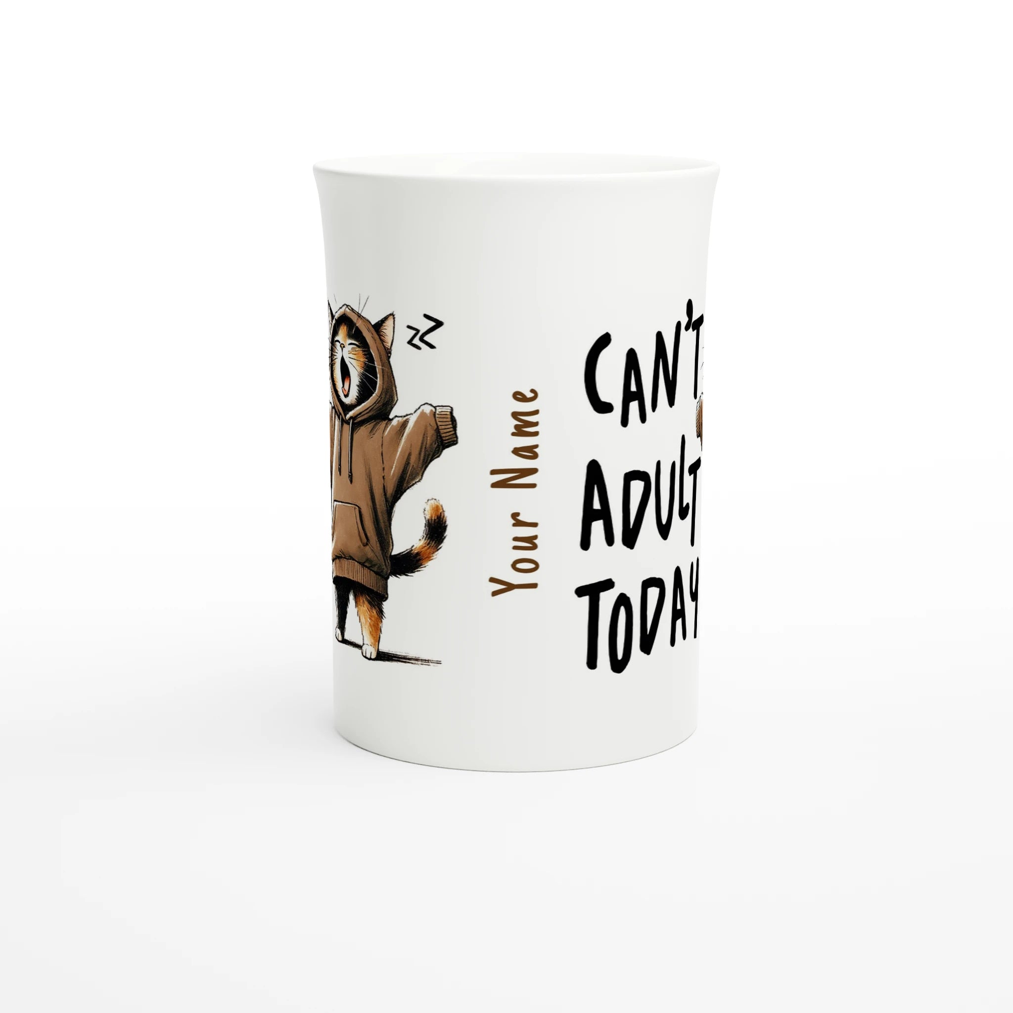 Personalise - Can't Adult Today - White 10oz Porcelain Slim Mug Personalised Porcelain Mug animal Globally Fulfilled