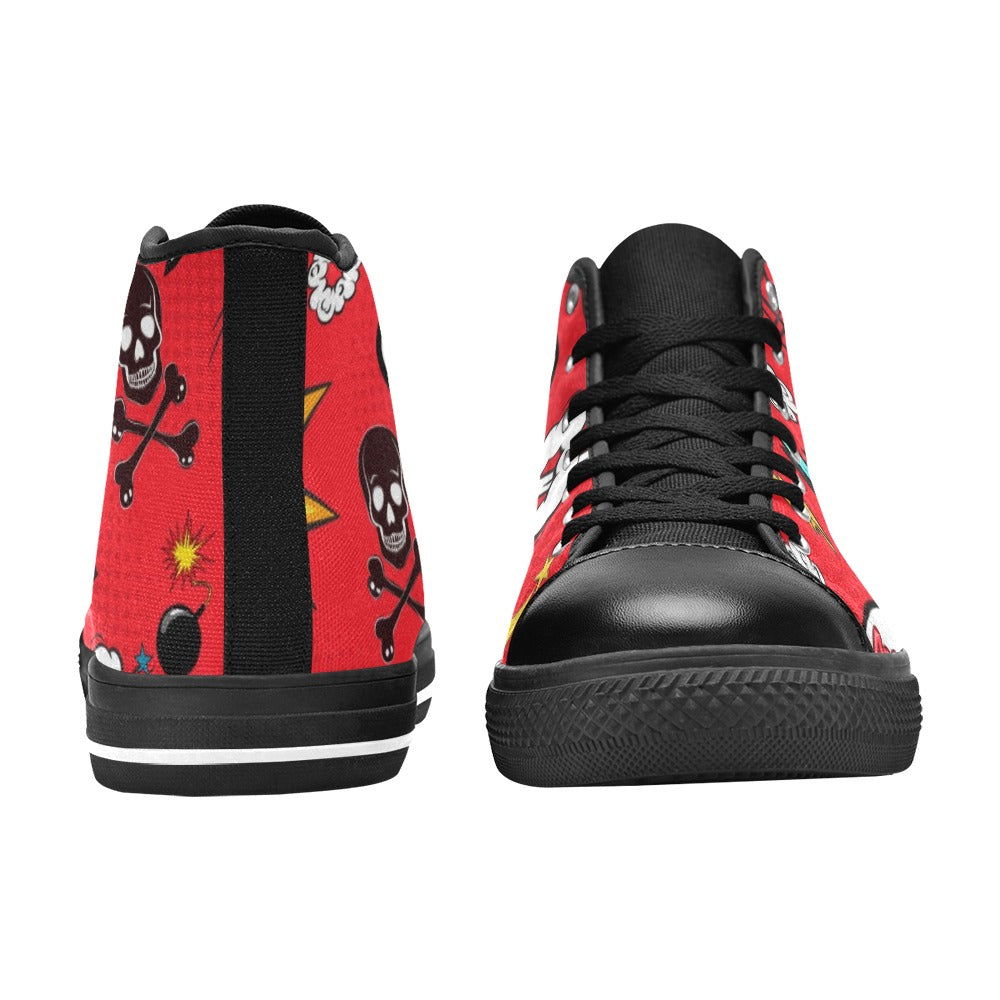 Comic Book Red - Men's High Top Canvas Shoes