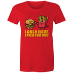 I Only Have Fries For You, Hamburger And Fries - Womens T-shirt Red Womens T-shirt Food Printed In Australia