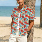Vibrant Floral Men's Crinkle Hawaiian Shirt