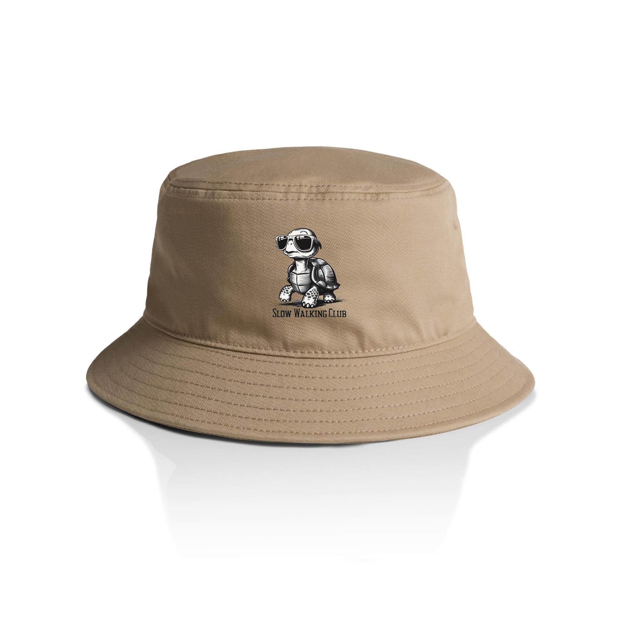 Tortoise, Slow Walking Club - AS Colour Bucket Hat Khaki One Size As Colour Bucket Hat animal Printed In Australia