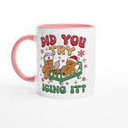 Gingerbread, Did You Try Icing It White 11oz Ceramic Mug with Colour Inside Ceramic Pink Christmas Colour Mug Christmas Globally Fulfilled