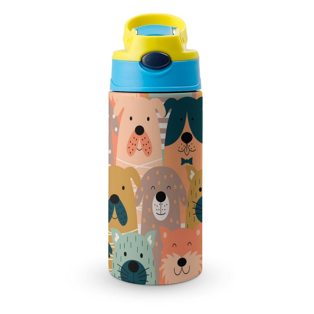 Dog Crowd - Little Kids Water Bottle blue 350ml Little Kids Water Bottle animal Printed Offshore
