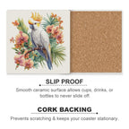 Cockatoo - Ceramic Coasters (Square) Ceramic Coasters animal Printed Offshore