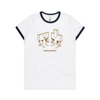 Think Positive, Maths - Women's Ringer Tee White Navy Womens Ringer T-shirt Maths Positivity Printed In Australia