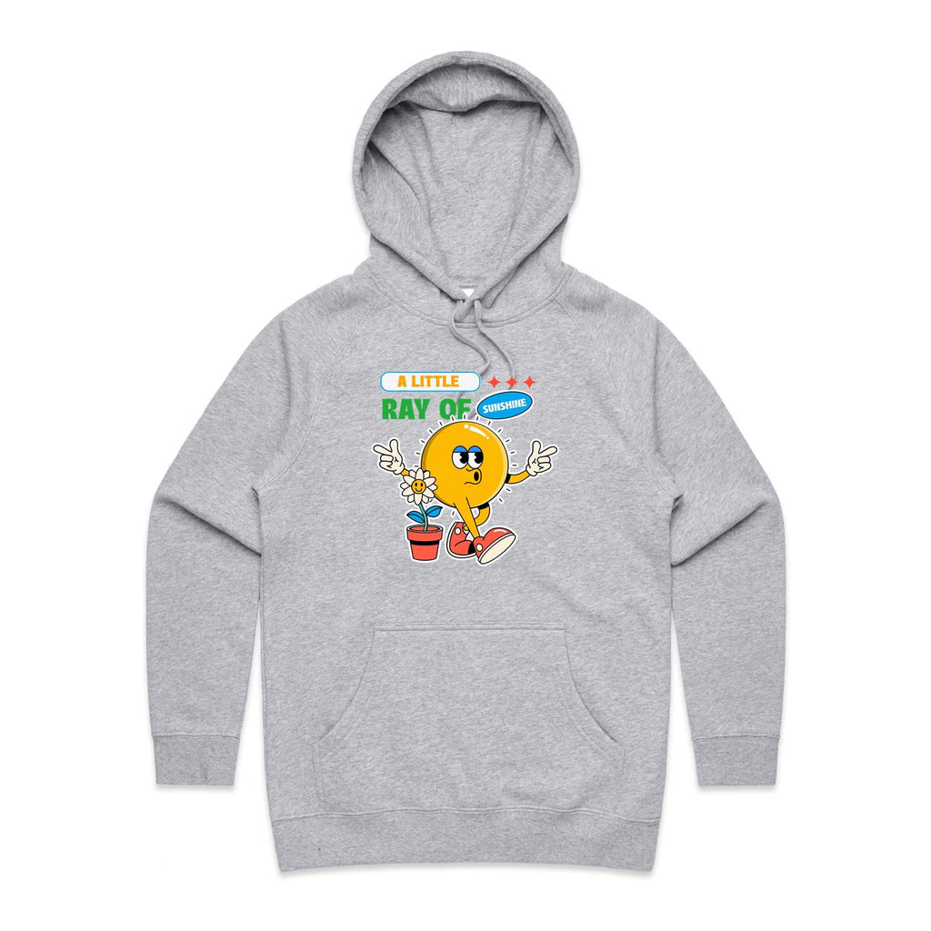 A Little Ray Of Sunshine - Womens Hoodie Grey Marle Womens Hoodie Positivity Printed In Australia