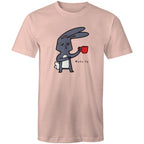 Rabbit Coffee, Wake Up - Mens T-Shirt Pale Pink Mens T-shirt animal Coffee Printed In Australia