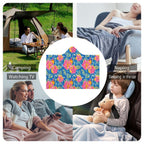 Tropical Flower in Blue And Pink Kids Hooded Blanket 100cm x 130cm Kids Hooded Blanket Plants Printed Offshore