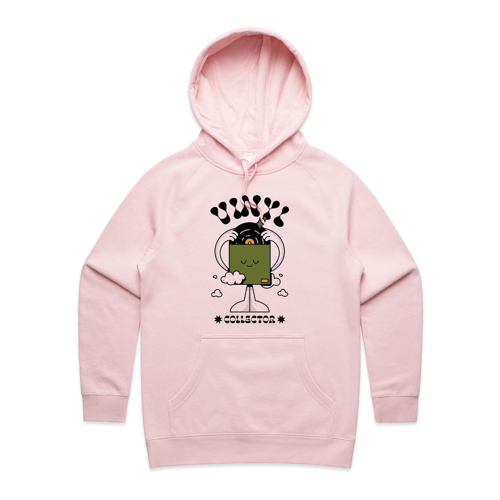 Vinyl Collector, Records - Womens Hoodie Pink Womens Hoodie Music Printed In Australia Retro