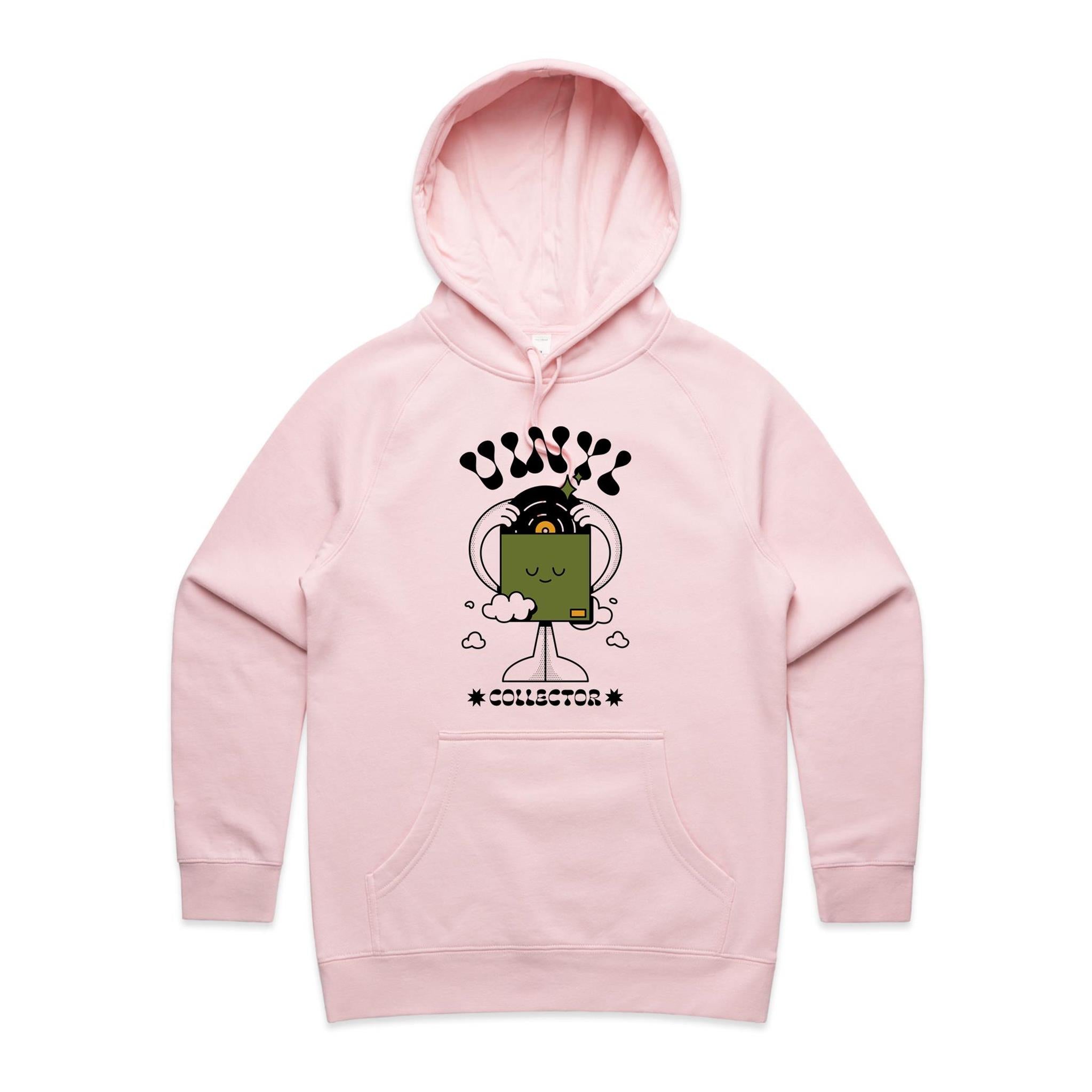 Vinyl Collector, Records - Womens Hoodie Pink Womens Hoodie Music Printed In Australia Retro
