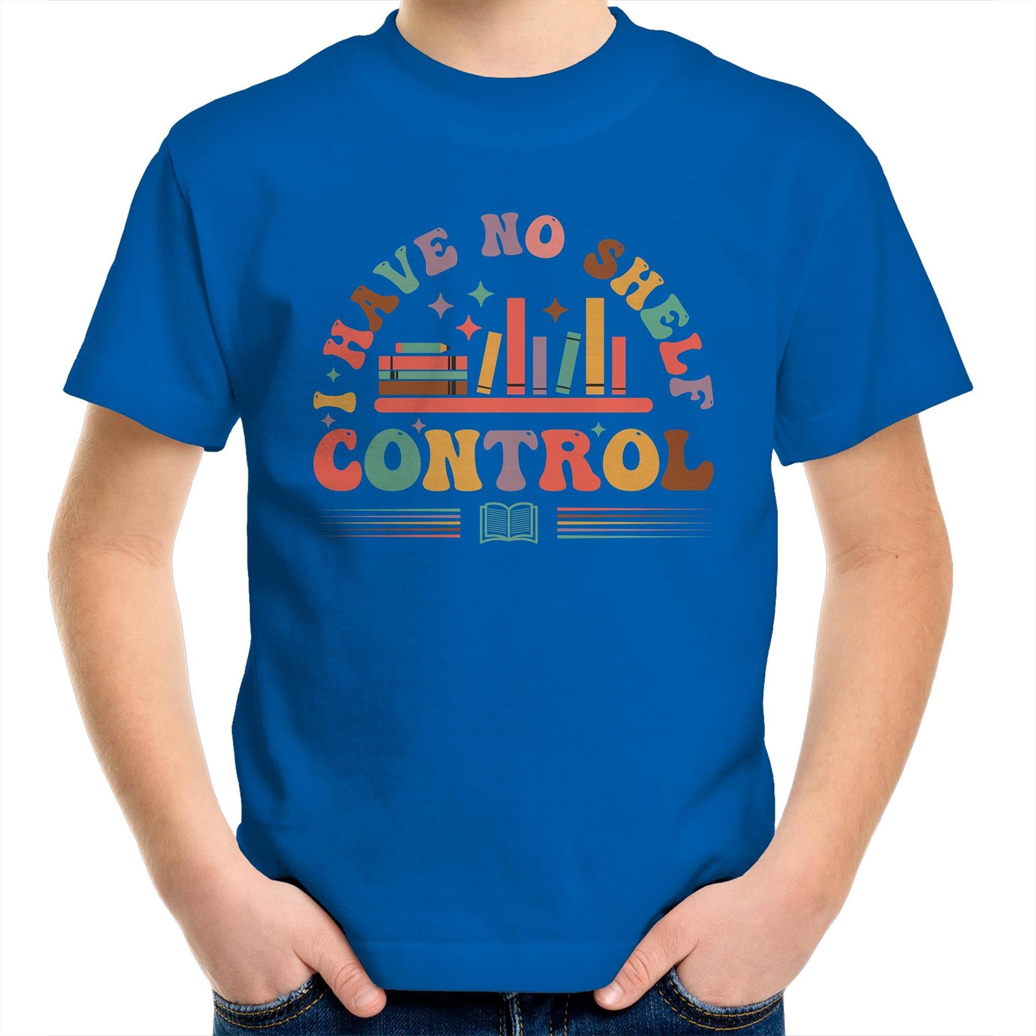 I Have No Shelf Control, Books - Kids Youth T-Shirt Bright Royal Kids Youth T-shirt Printed In Australia Reading