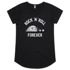 Rock And Roll Forever - Womens Scoop Neck T-Shirt Black Womens Scoop Neck T-shirt Music Printed In Australia