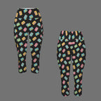 Colourful Cassettes Women's High Waist Pocket Capri Yoga Leggings Women's High Waist Capri Yoga Leggings Music Printed Offshore Retro