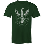 Let's Rock, Guitar - Mens T-Shirt Forest Green Mens T-shirt Music Printed In Australia