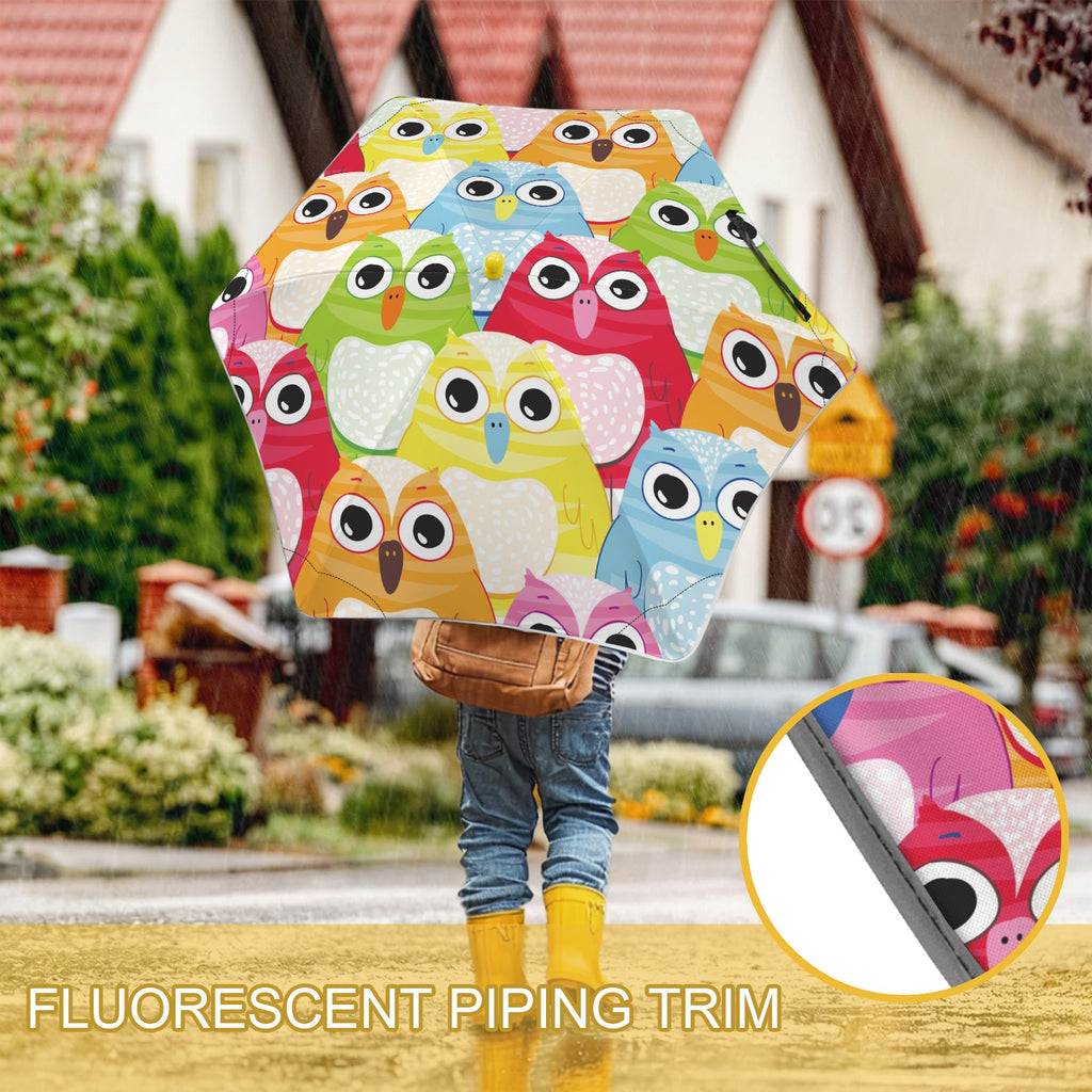 Bright Colourful Owls Kids Safe Round Corner Umbrella Kids Safe Round Corner Umbrella animal Printed Offshore