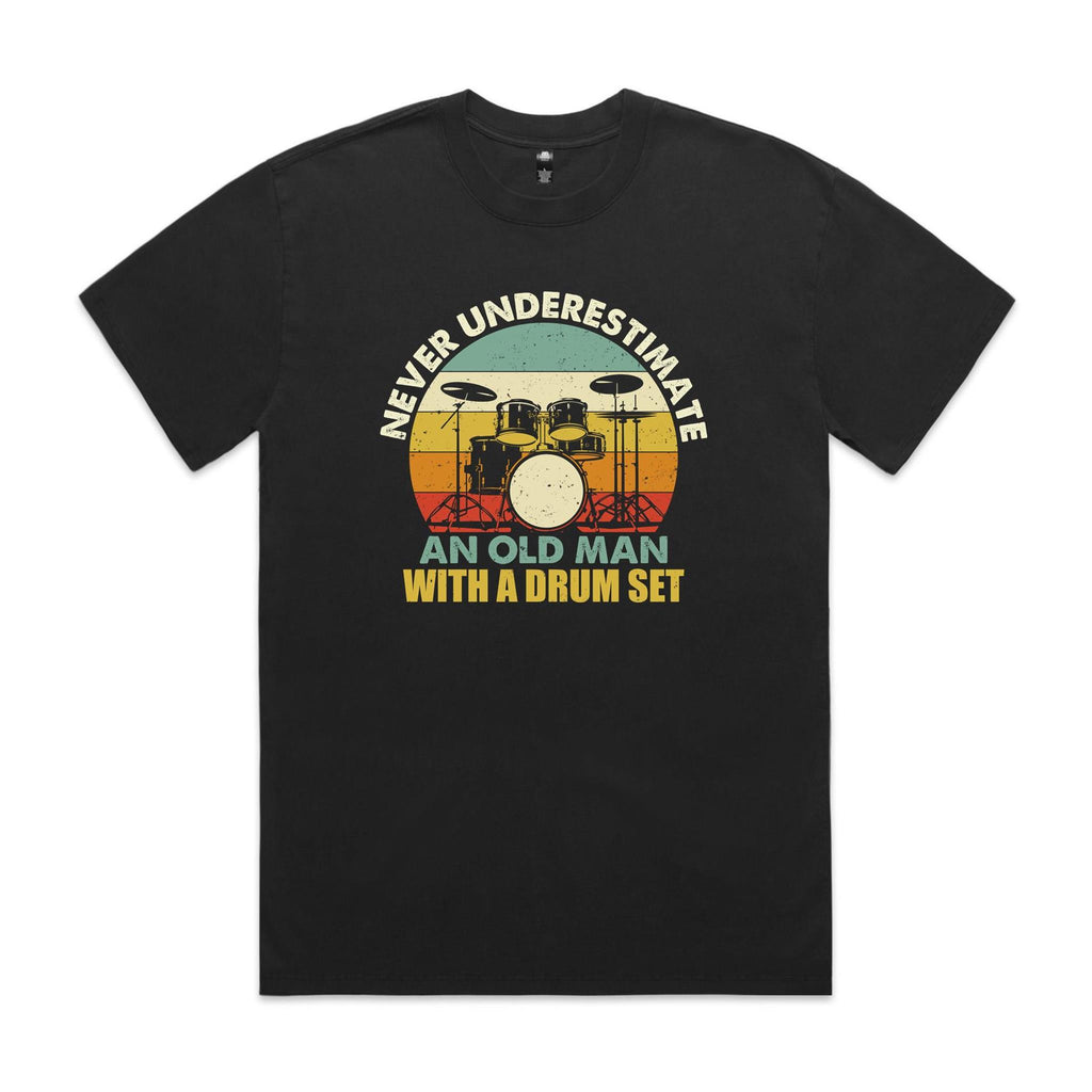 Never Underestimate An Old Man With A Drum Set - AS Colour Heavy Faded Tee