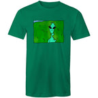 Alien Backing Into Hedge Meme - Mens T-Shirt Kelly Green Mens T-shirt Printed In Australia Sci Fi
