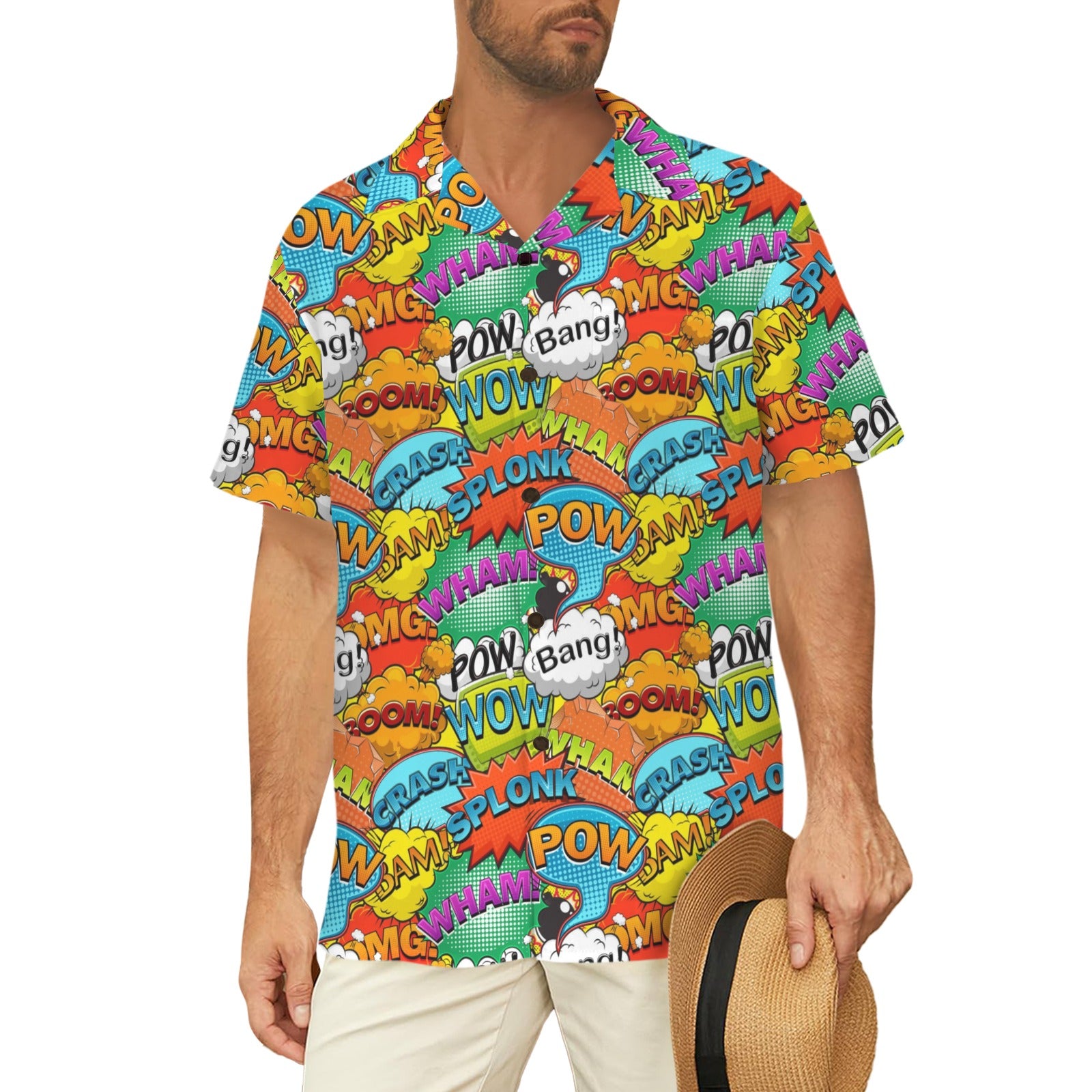 Comic Book 2 Men's Short Sleeve Hawaiian Shirt Men's Hawaiian Shirt (New) comic Printed Offshore