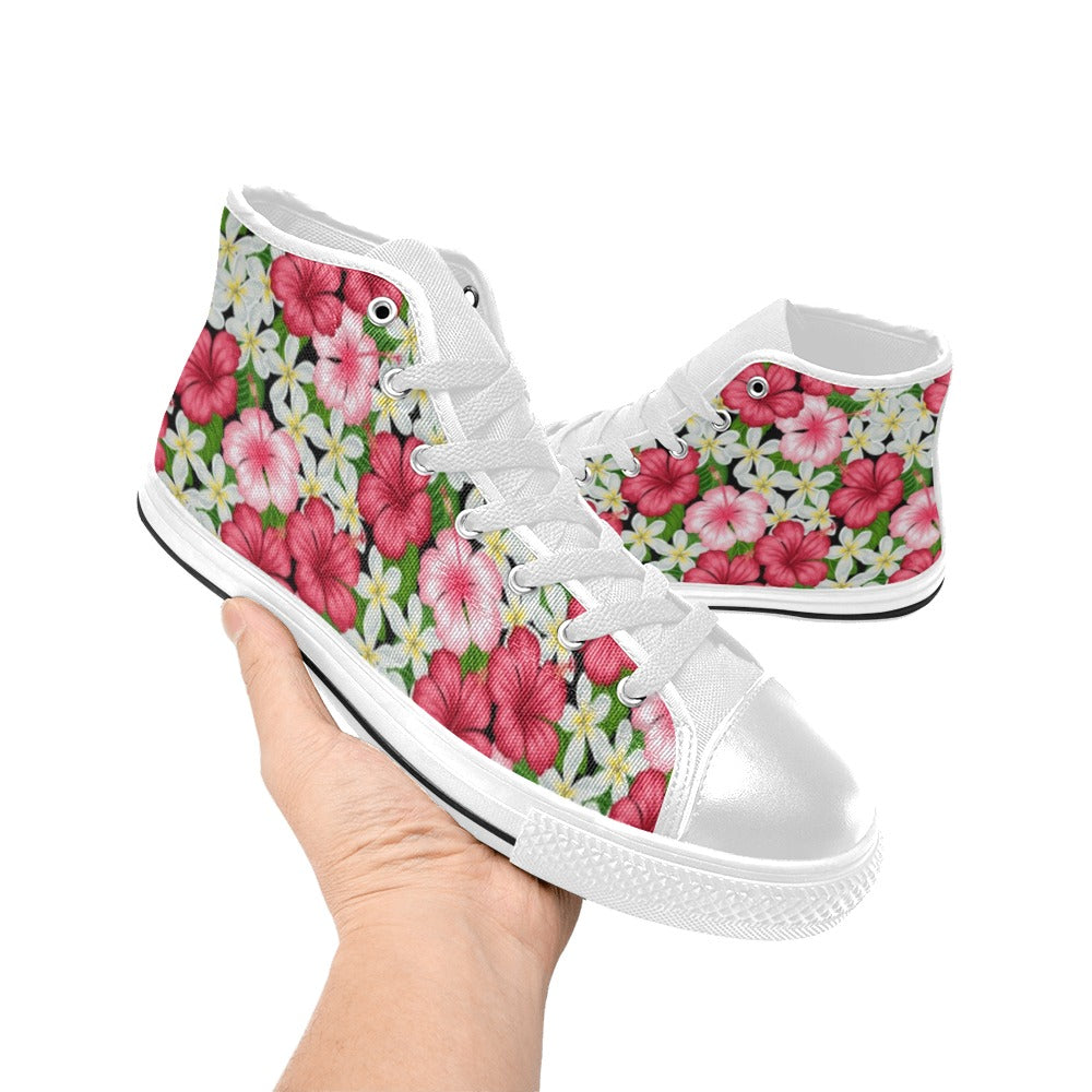 Hibiscus Women's High Top Canvas Shoes Womens Classic High Top Shoes Plants Printed Offshore