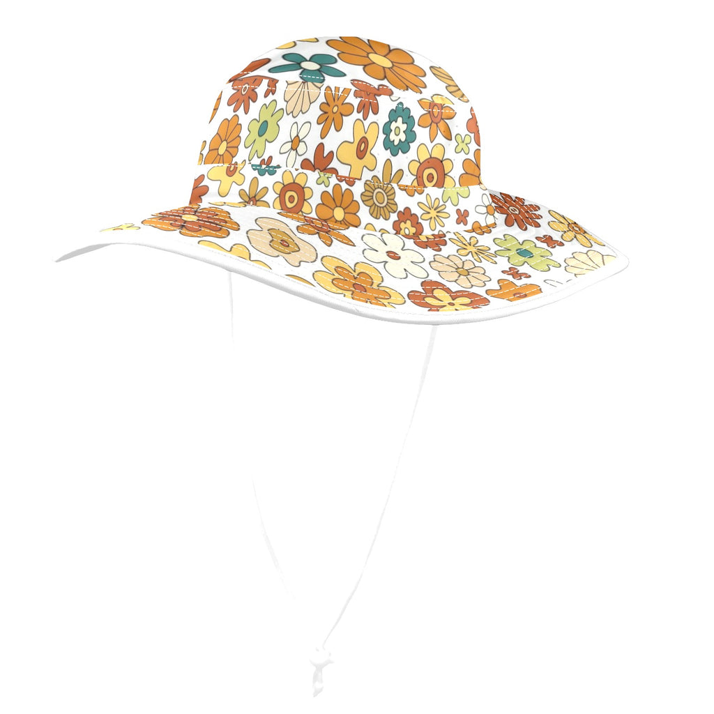 70's Style Floral Wide Brim Bucket Hat Wide Brim Bucket Hat Plants Printed Offshore