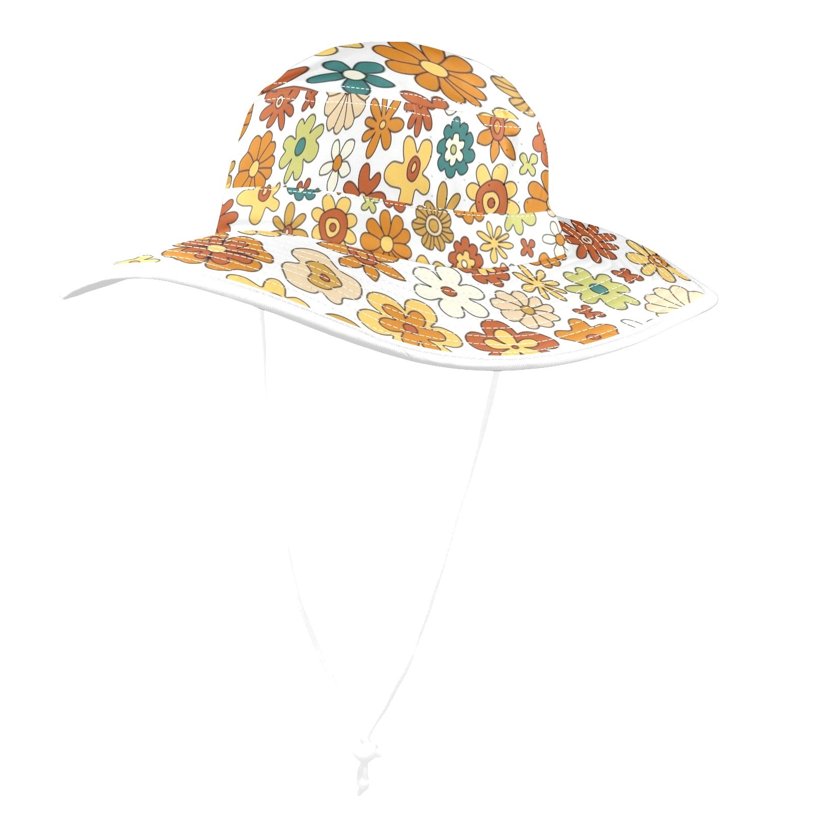 70's Style Floral Wide Brim Bucket Hat Wide Brim Bucket Hat Plants Printed Offshore