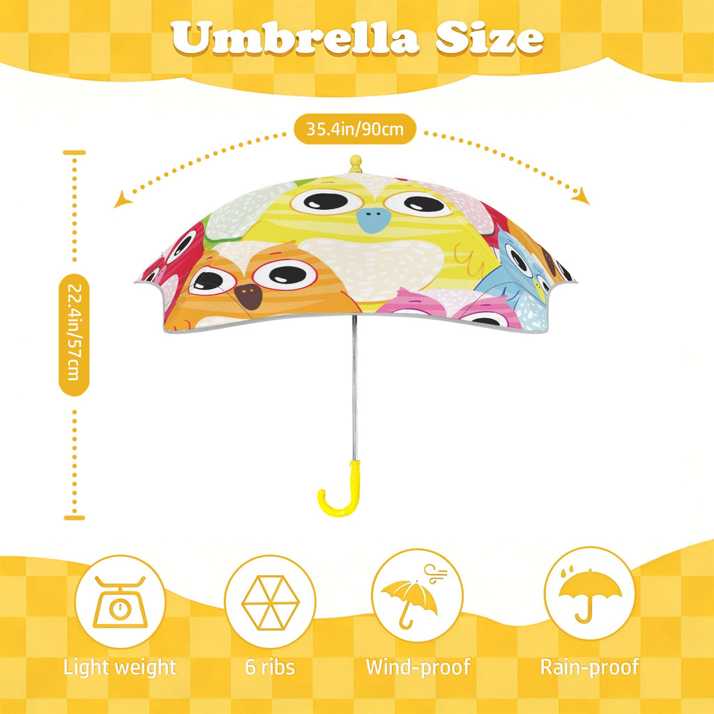 Bright Colourful Owls Kids Safe Round Corner Umbrella Kids Safe Round Corner Umbrella animal Printed Offshore