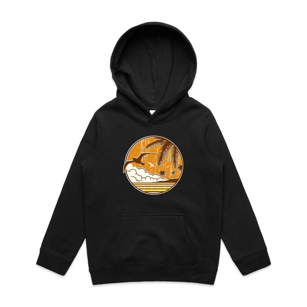 Tropical Days - Kids Hoodie Black Kids Hoodie Printed In Australia