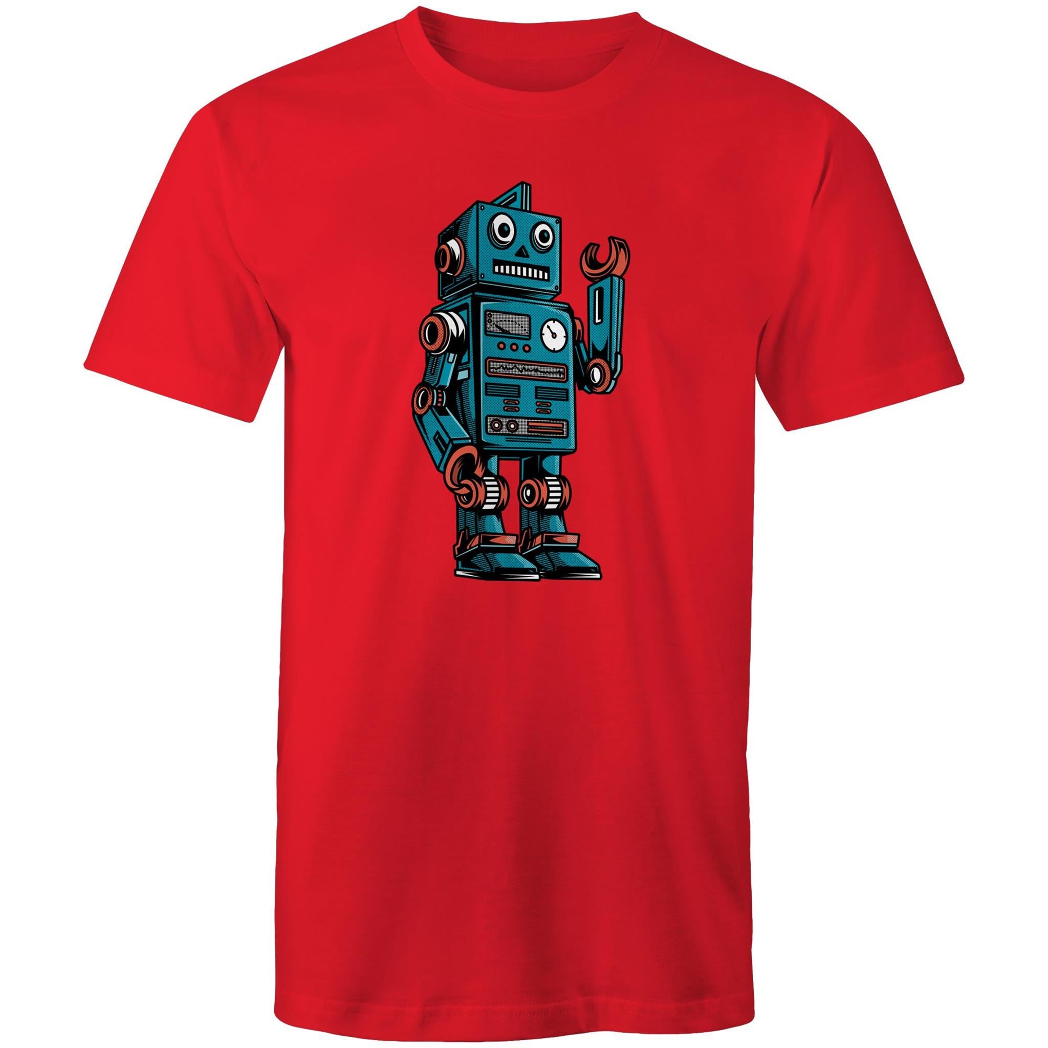 Robot - Mens T-Shirt Red Mens T-shirt Printed In Australia Sci Fi