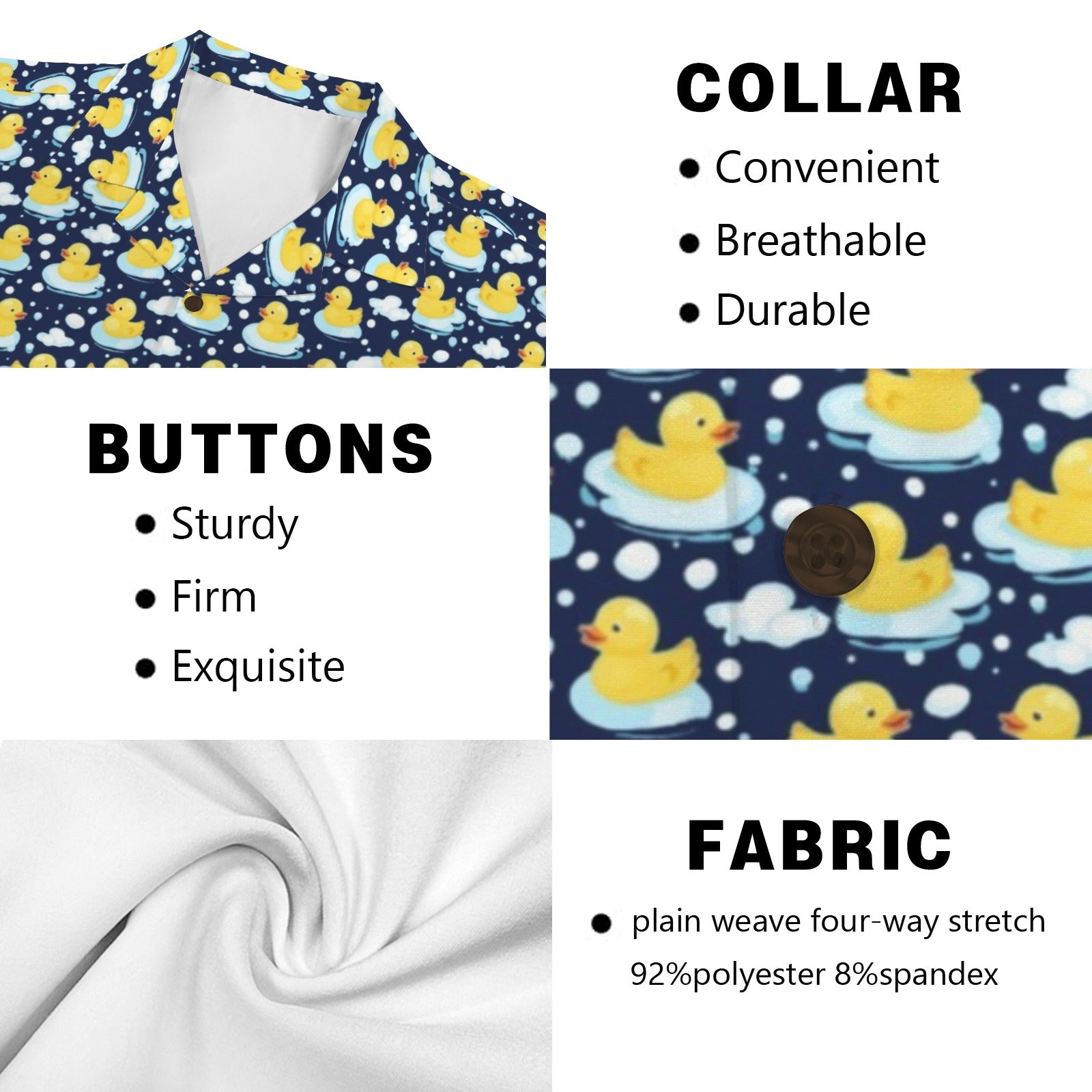 Rubber Ducks On Dark Men's Short Sleeve Hawaiian Shirt
