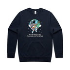 All We Need Is Love, Peace And A Little Space - AS Colour Stencil Crew Sweatshirt Navy Sweatshirt Printed In Australia Space